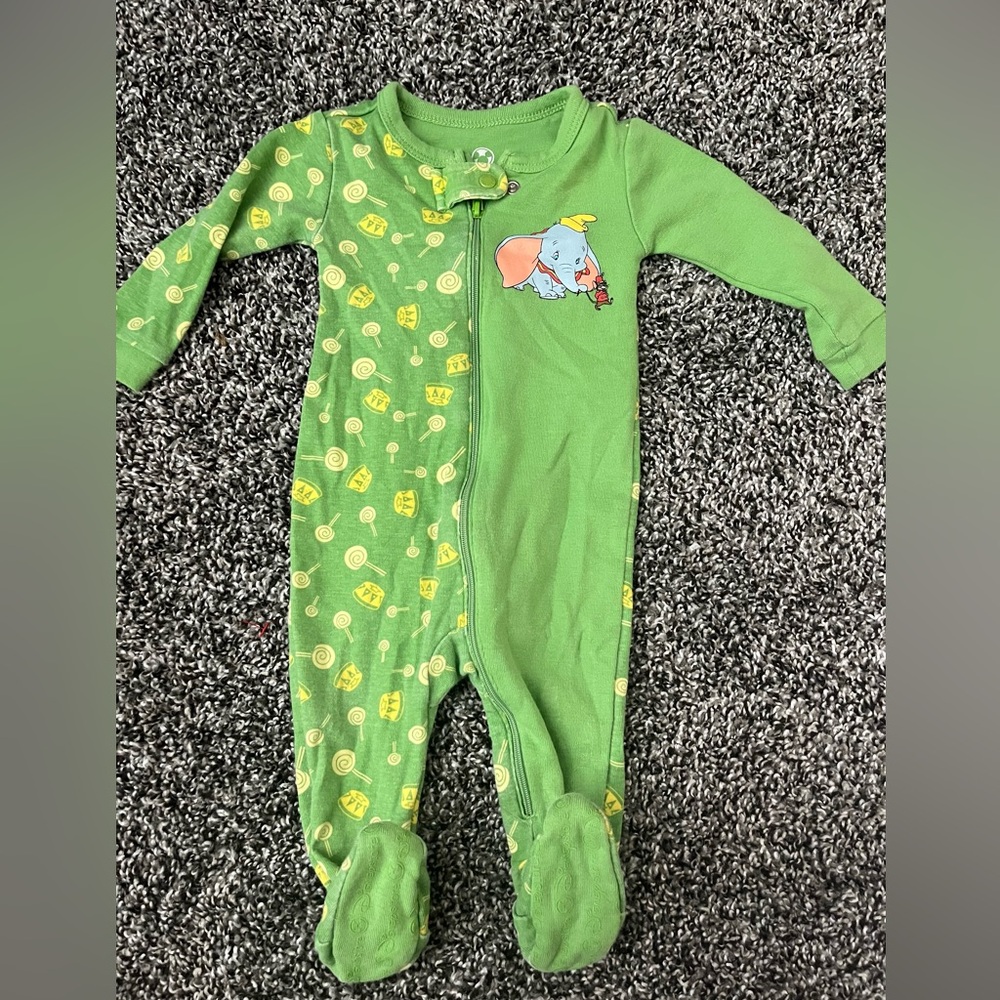 Disney Green and Yellow Footies One Piece
